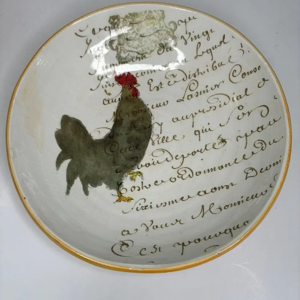 Williams Sonoma ROOSTER SCRIPT Pasta Bowls Made In Italy  10” Set Of 4
